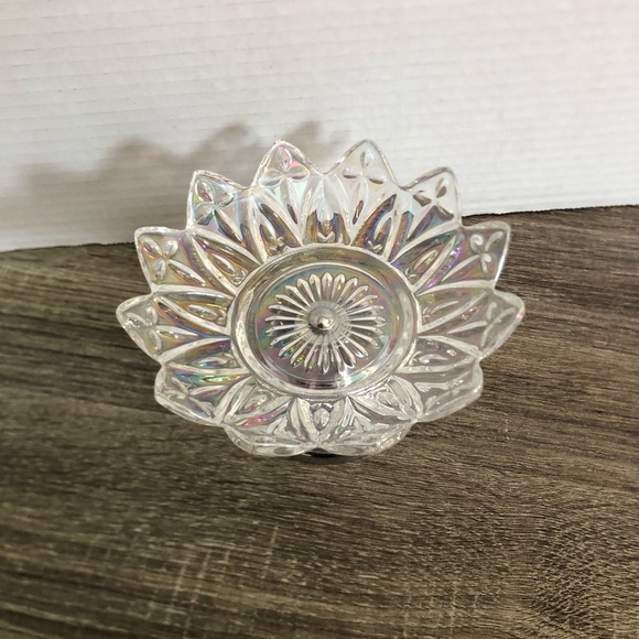 Vtg Iridescent Glass Pedestal Dish - Picture 2 of 8